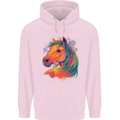 Horse Head Equestrian Childrens Kids Hoodie Light Pink