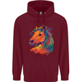 Horse Head Equestrian Childrens Kids Hoodie Maroon