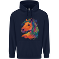 Horse Head Equestrian Childrens Kids Hoodie Navy Blue