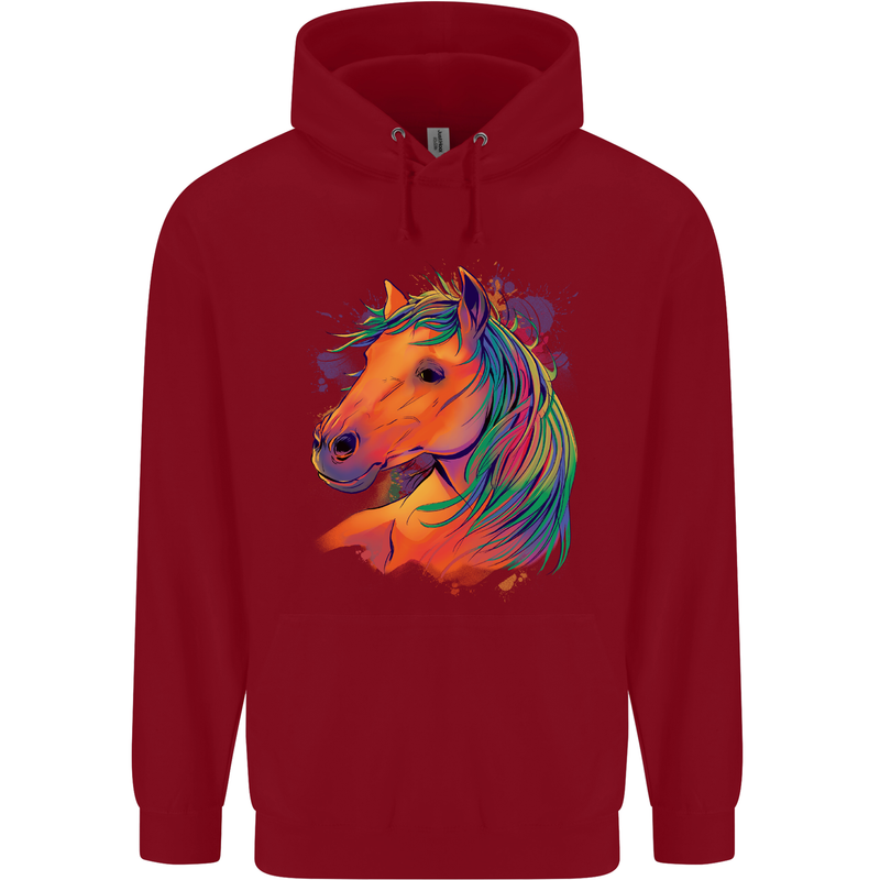 Horse Head Equestrian Childrens Kids Hoodie Red
