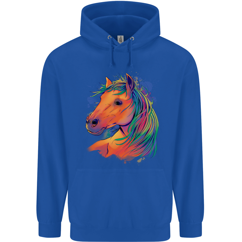 Horse Head Equestrian Childrens Kids Hoodie Royal Blue