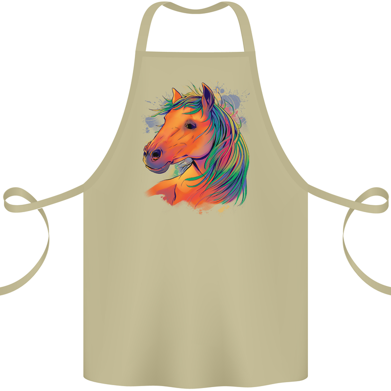 Horse Head Equestrian Cotton Apron 100% Organic Khaki