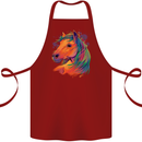 Horse Head Equestrian Cotton Apron 100% Organic Maroon