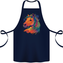 Horse Head Equestrian Cotton Apron 100% Organic Navy Blue