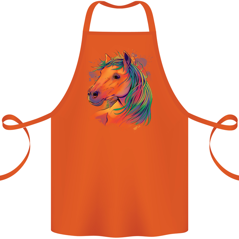 Horse Head Equestrian Cotton Apron 100% Organic Orange