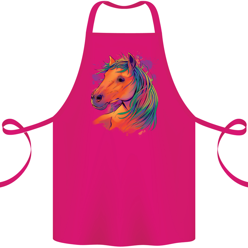 Horse Head Equestrian Cotton Apron 100% Organic Pink