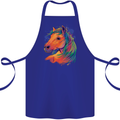 Horse Head Equestrian Cotton Apron 100% Organic Royal Blue