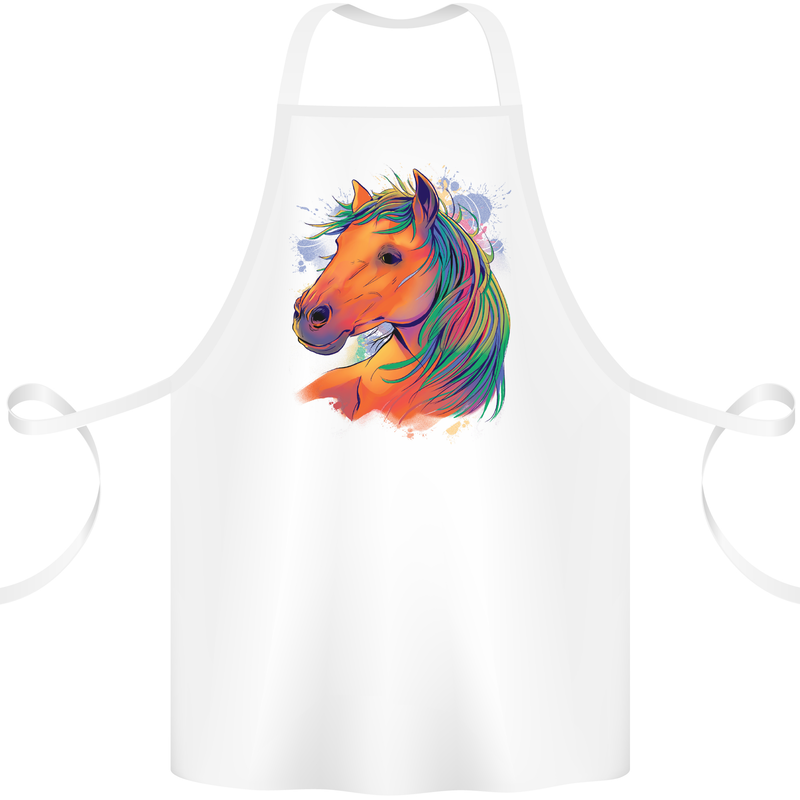 Horse Head Equestrian Cotton Apron 100% Organic White