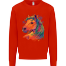 Horse Head Equestrian Kids Sweatshirt Jumper Bright Red
