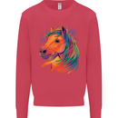 Horse Head Equestrian Kids Sweatshirt Jumper Heliconia