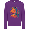 Horse Head Equestrian Kids Sweatshirt Jumper Purple