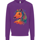 Horse Head Equestrian Kids Sweatshirt Jumper Purple