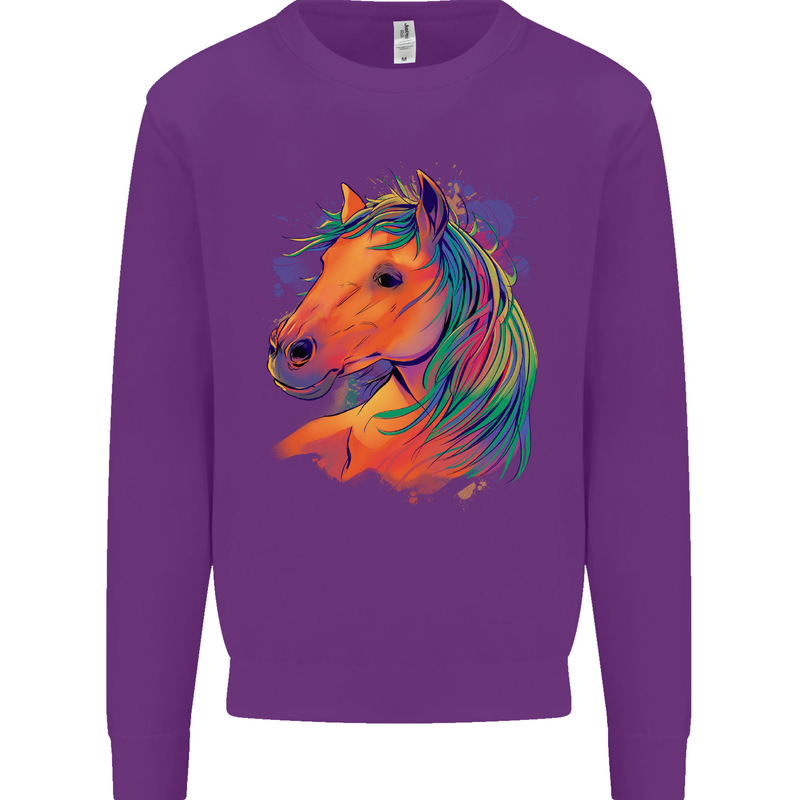 Horse Head Equestrian Kids Sweatshirt Jumper Purple