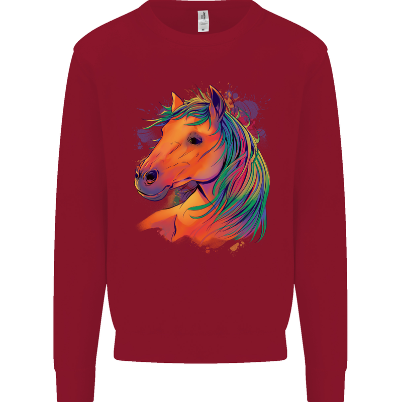 Horse Head Equestrian Kids Sweatshirt Jumper Red