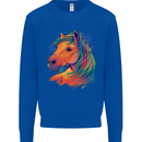 Horse Head Equestrian Kids Sweatshirt Jumper Royal Blue