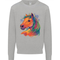 Horse Head Equestrian Kids Sweatshirt Jumper Sports Grey