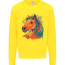 Horse Head Equestrian Kids Sweatshirt Jumper Yellow