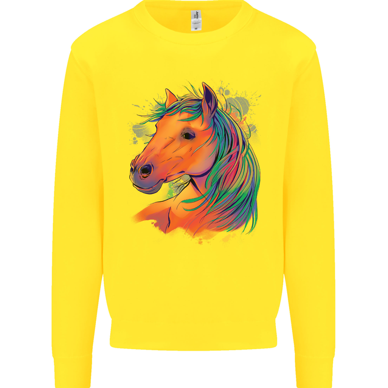Horse Head Equestrian Kids Sweatshirt Jumper Yellow