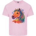 Horse Head Equestrian Kids T-Shirt Childrens Light Pink