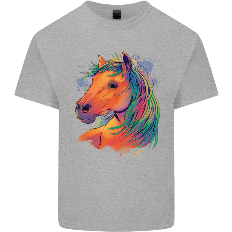 Horse Head Equestrian Kids T-Shirt Childrens Sports Grey