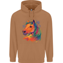 Horse Head Equestrian Mens 80% Cotton Hoodie Caramel Latte