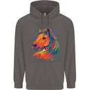 Horse Head Equestrian Mens 80% Cotton Hoodie Charcoal