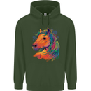 Horse Head Equestrian Mens 80% Cotton Hoodie Forest Green
