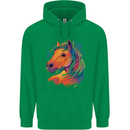 Horse Head Equestrian Mens 80% Cotton Hoodie Irish Green