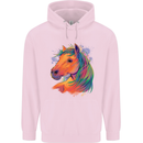 Horse Head Equestrian Mens 80% Cotton Hoodie Light Pink
