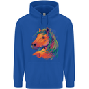 Horse Head Equestrian Mens 80% Cotton Hoodie Royal Blue
