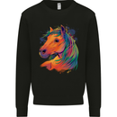 Horse Head Equestrian Mens Sweatshirt Jumper Black