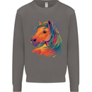 Horse Head Equestrian Mens Sweatshirt Jumper Charcoal