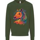 Horse Head Equestrian Mens Sweatshirt Jumper Forest Green