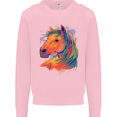 Horse Head Equestrian Mens Sweatshirt Jumper Light Pink
