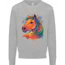 Horse Head Equestrian Mens Sweatshirt Jumper Sports Grey