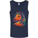 Horse Head Equestrian Mens Vest Tank Top Navy Blue