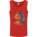 Horse Head Equestrian Mens Vest Tank Top Red