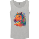 Horse Head Equestrian Mens Vest Tank Top Sports Grey