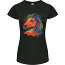 Horse Head Equestrian Womens Petite Cut T-Shirt Black