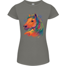 Horse Head Equestrian Womens Petite Cut T-Shirt Charcoal