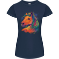 Horse Head Equestrian Womens Petite Cut T-Shirt Navy Blue