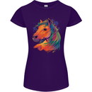 Horse Head Equestrian Womens Petite Cut T-Shirt Purple