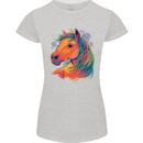 Horse Head Equestrian Womens Petite Cut T-Shirt Sports Grey