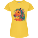 Horse Head Equestrian Womens Petite Cut T-Shirt Yellow