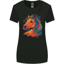 Horse Head Equestrian Womens Wider Cut T-Shirt Black