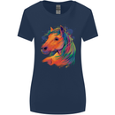Horse Head Equestrian Womens Wider Cut T-Shirt Navy Blue
