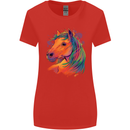 Horse Head Equestrian Womens Wider Cut T-Shirt Red