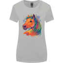 Horse Head Equestrian Womens Wider Cut T-Shirt Sports Grey
