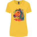 Horse Head Equestrian Womens Wider Cut T-Shirt Yellow