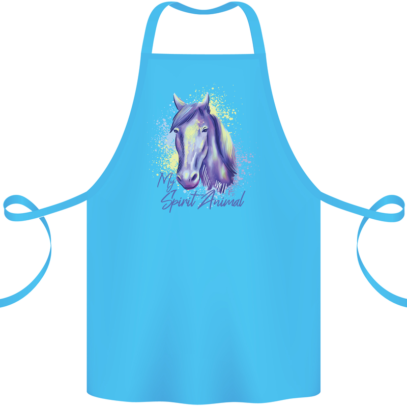 Horse Is My Spiritual Animal Equestrian Cotton Apron 100% Organic Turquoise